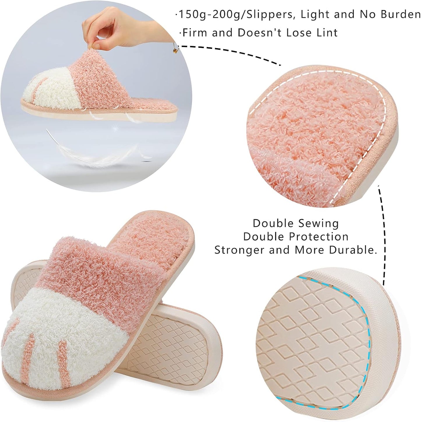 Cute Animal Slippers for Women Indoor Outdoor Memory Foam House Slipper Soft Warm Cozy Fuzzy Bedroom Non-Slip Shoes Christmas Gift Ladies