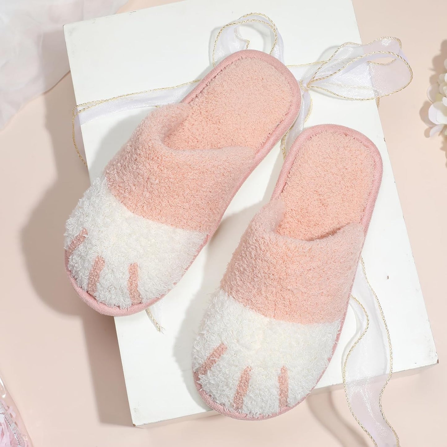 Cute Animal Slippers for Women Indoor Outdoor Memory Foam House Slipper Soft Warm Cozy Fuzzy Bedroom Non-Slip Shoes Christmas Gift Ladies