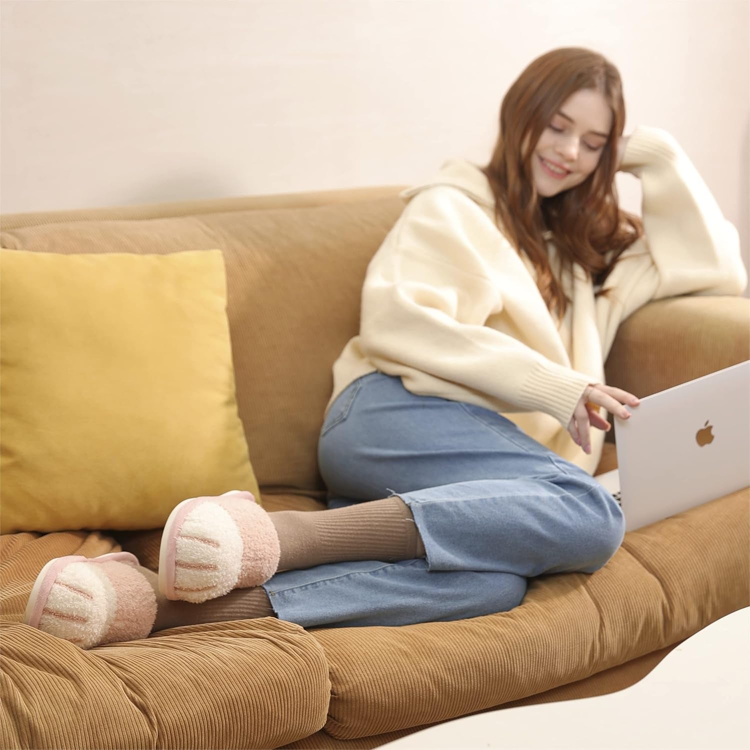 Cute Animal Slippers for Women Indoor Outdoor Memory Foam House Slipper Soft Warm Cozy Fuzzy Bedroom Non-Slip Shoes Christmas Gift Ladies